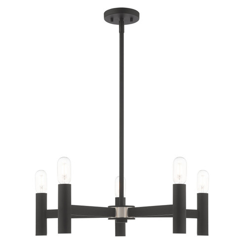 Copenhagen Five Light Chandelier in Black w/ Brushed Nickels (107|51135-04)