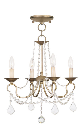 Pennington Four Light Mini Chandelier/Ceiling Mount in Hand Applied Antique Silver Leaf (107|6514-73)