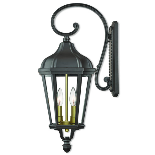 Morgan Two Light Outdoor Wall Lantern in Bronze w/ Antique Gold Cluster (107|76186-07)