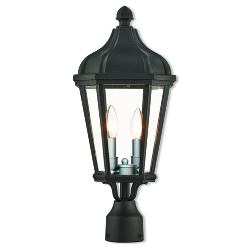 Morgan Two Light Outdoor Post Lantern in Textured Black w/ Antique Silver Cluster (107|76188-14)