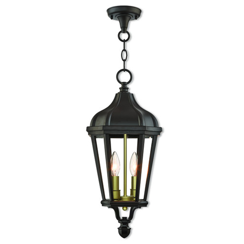 Morgan Two Light Outdoor Pendant in Bronze w/ Antique Gold Cluster (107|76189-07)