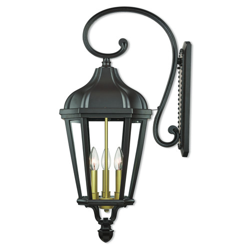 Morgan Three Light Outdoor Wall Lantern in Bronze w/ Antique Gold Cluster (107|76192-07)