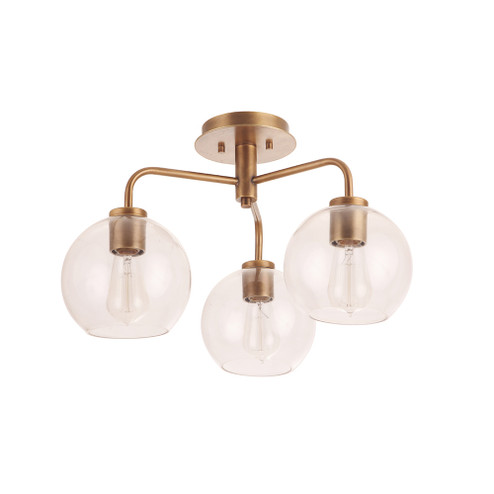 Knox Three Light Semi-Flush Mount in Brass (90|190324)