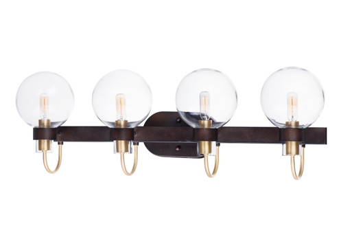 Bauhaus Four Light Bath Vanity in Bronze / Satin Brass (16|30514CLBZSBR)