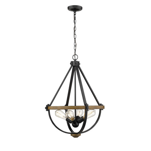 Ellijay Four Light Pendant in Matte Black/Wood Tone (59|2394-MB/WT)