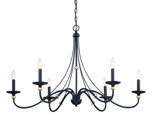 Westchester County Six Light Chandelier in Sand Coal w/Skyline Gold Leaf (7|1046-677)