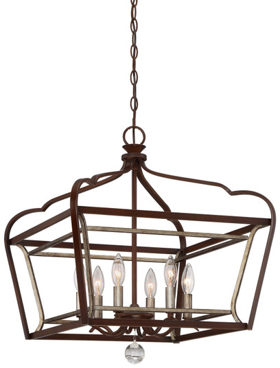 Astrapia Six Light Pendant in Dark Rubbed Sienna w/Aged Silver (7|4348-593)