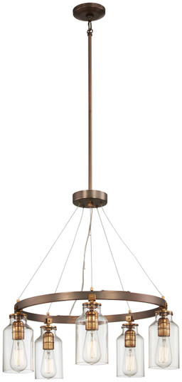 Morrow Five Light Chandelier in Harvard Court Bronze W/Gold Hi (7|4555-588)