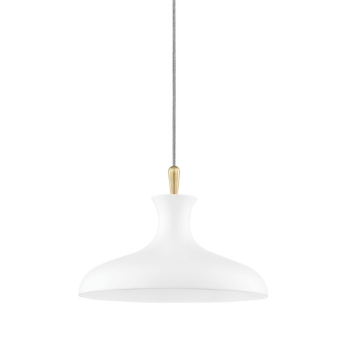 Cassidy One Light Pendant in Aged Brass/Soft Off White (428|H421701S-AGB/WH)