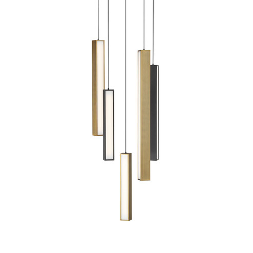 Chaos LED Pendant in Black/Aged Brass & Black (281|PD-64805R-BK/AB-BK)