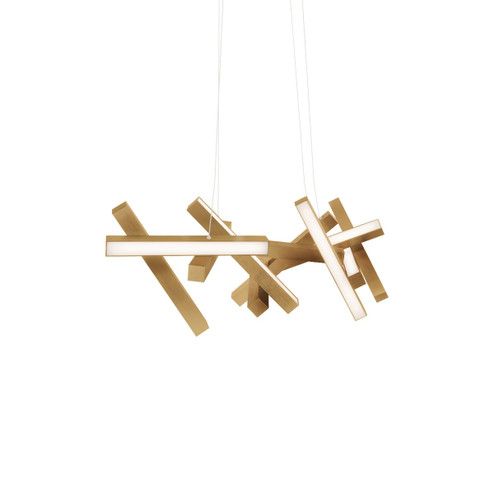 Chaos LED Linear Pendant in Aged Brass (281|PD-64848-AB)