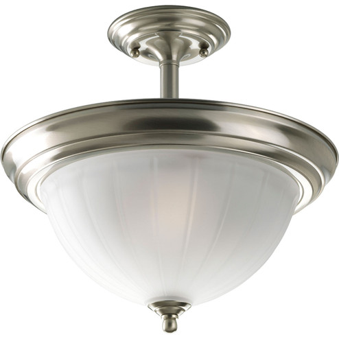Melon Glass Two Light Semi-Flush Mount in Brushed Nickel (54|P3876-09)
