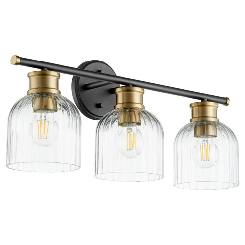 Monarch Three Light Vanity in Textured Black w/ Aged Brass (19|510-3-6980)