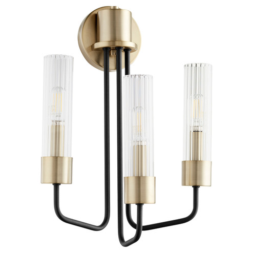 Helix Three Light Wall Mount in Textured Black w/ Aged Brass (19|595-3-6980)
