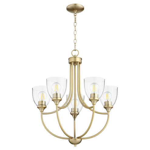 Enclave Five Light Chandelier in Aged Brass w/ Clear/Seeded (19|6059-5-280)