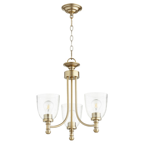 Rossington Three Light Chandelier in Aged Brass w/ Clear/Seeded (19|6122-3-280)