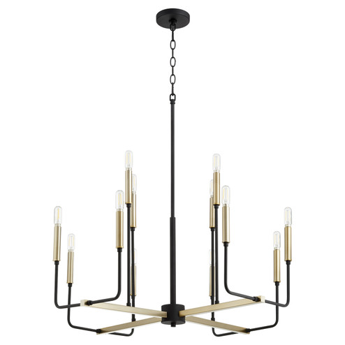 Lacy 12 Light Chandelier in Textured Black w/ Aged Brass (19|631-126980)