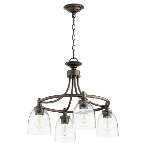 Rossington Four Light Chandelier in Oiled Bronze w/ Clear/Seeded (19|6422-4-286)