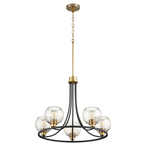 Clarion Five Light Chandelier in Textured Black w/ Aged Brass (19|672-5-6980)