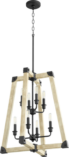 Alpine Eight Light Entry Pendant in Textured Black w/ Driftwood finish (19|6789-8-69)