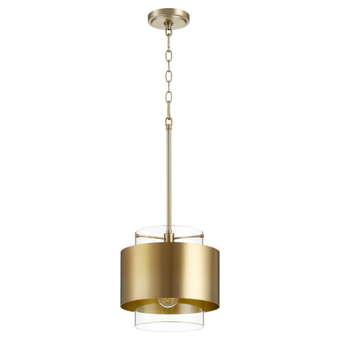 Glass Cylinder Drum Pendants One Light Pendant in Aged Brass (19|8012-80)