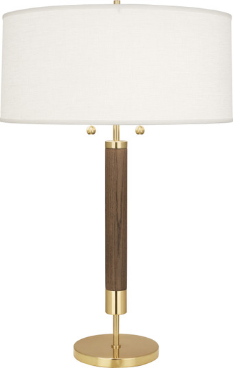 Dexter Two Light Table Lamp in Modern Brass w/Walnut Wood Column (165|205)