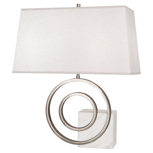 Jonathan Adler Saturn Two Light Table Lamp in Polished Nickel w/ White Marble (165|L910)