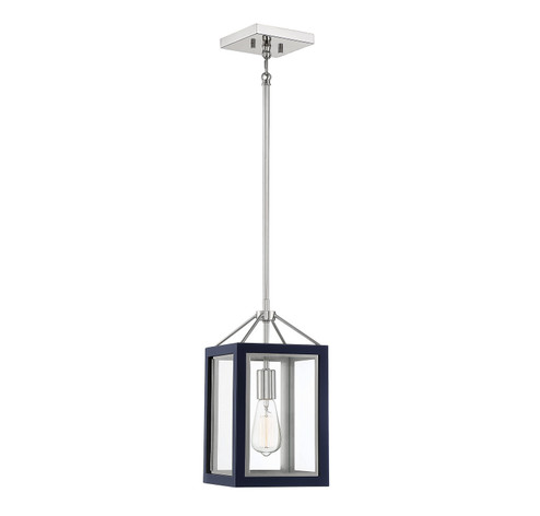 Carlton One Light Pendant in Navy with Polished Nickel Accents (51|3-8880-1-174)