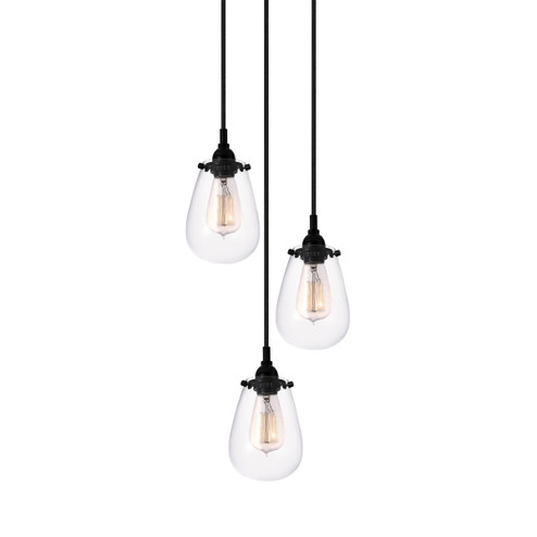 Chelsea Three Light Pendant in Satin Black (69|4293.25)