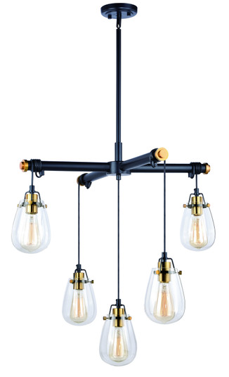 Kassidy Five Light Chandelier in Black and Natural Brass (63|H0184)