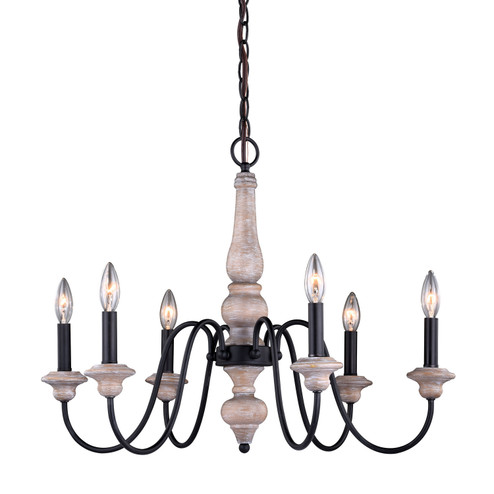 Georgetown Six Light Chandelier in Vintage Ash and Oil Burnished Bronze (63|H0236)
