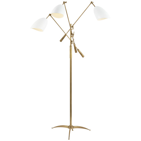 Sommerard Three Light Floor Lamp in Hand-Rubbed Antique Brass and White (268|ARN 1009HAB-WHT)