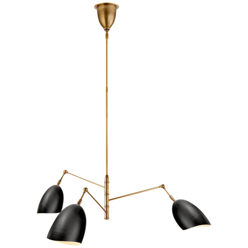 Sommerard Three Light Chandelier in Hand-Rubbed Antique Brass and Black (268|ARN 5008HAB-BLK)