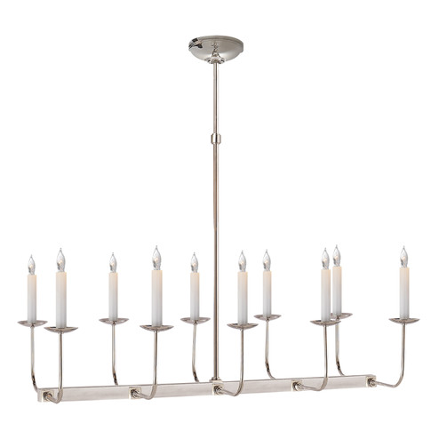 Linear Branched Ten Light Chandelier in Polished Nickel (268|SL 5863PN)