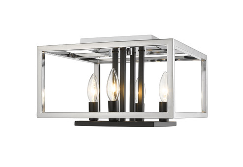 Quadra Four Light Flush Mount in Chrome + Matte Black (224|456F-CH-BK)