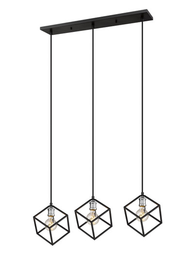 Vertical Three Light Linear Chandelier in Matte Black + Brushed Nickel (224|478-3L-MB-BN)
