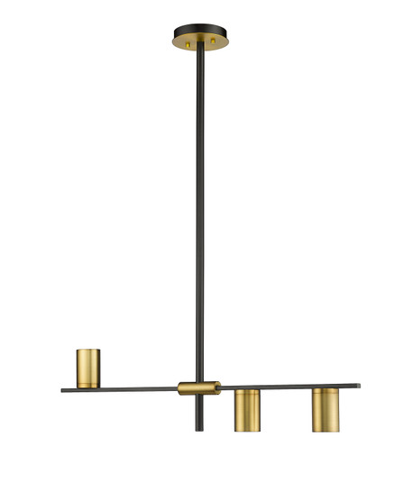 Calumet Three Light Linear Chandelier in Matte Black / Olde Brass (224|814-3L-MB-OBR)