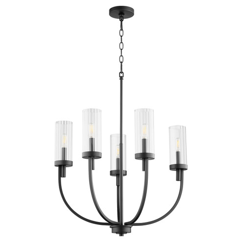 Ladin Five Light Chandelier in Textured Black w/ Clear Fluted Glass (19|601-5-69)