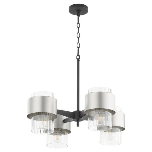 Epsilon Four Light Chandelier in Textured Black w/ Satin Nickel (19|683-4-6965)