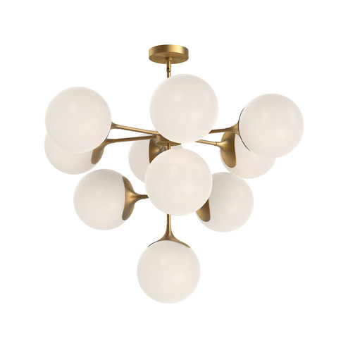 Nouveau Ten Light Chandelier in Aged Gold/Opal Matte Glass (452|CH505335AGOP)