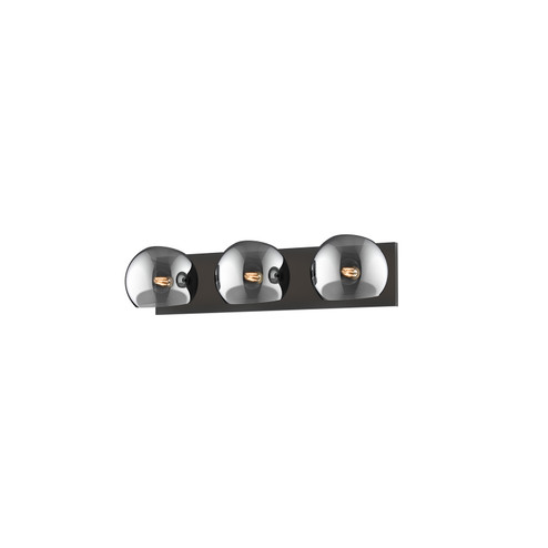 Willow Three Light Bathroom Fixtures in Matte Black/Smoked Solid Glass (452|VL548322MBSM)