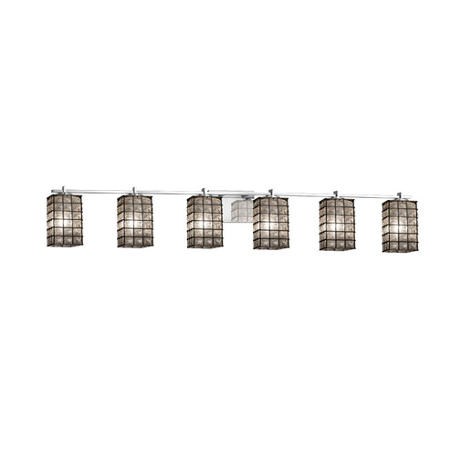 Wire Glass Six Light Bath Bar in Brushed Nickel (102|WGL-8446-15-GRCB-NCKL) Wire Glass Six Light Bath Bar in Brushed Nickel (102|WGL-8446-15-GRCB-NCKL)