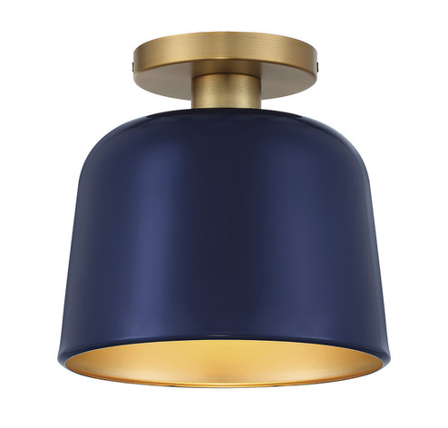 One Light Flush Mount in Navy Blue with Natural Brass (446|M60067NBLNB)