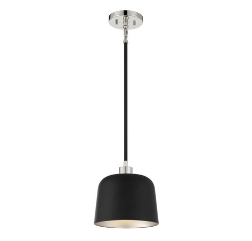 One Light Pendant in Matte Black with Polished Nickel (446|M70118MBKPN)