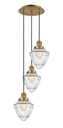 Franklin Restoration Three Light Pendant in Brushed Brass (405|113F-3P-BB-G664-7)