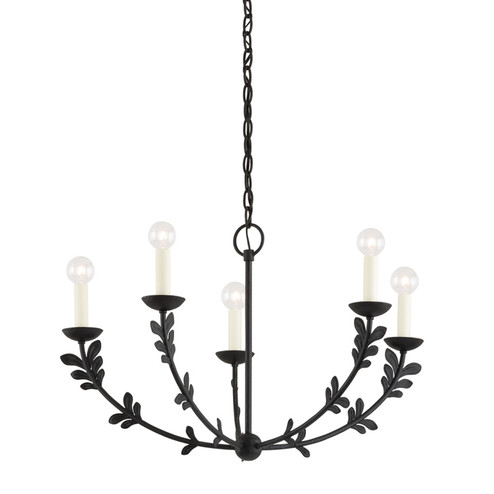 Florian Five Light Chandelier in Black Iron (67|F4428-BI)