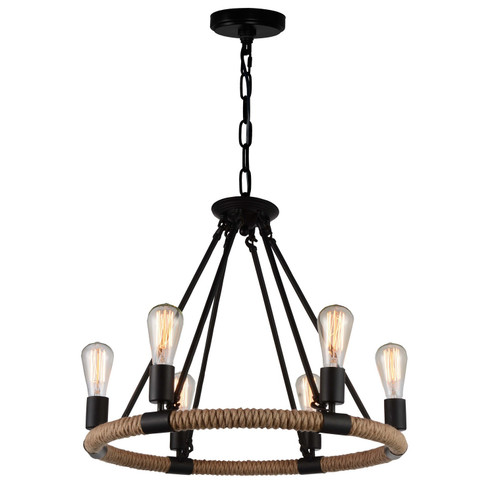 Ganges Six Light Chandelier in Black (401|9671P25-6-101)