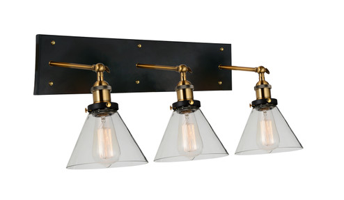 Eustis Three Light Wall Sconce in Black & Gold Brass (401|9735W24-3-101)