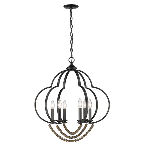 Flori Six Light Pendant in Matte Black (62|8320-6P BLK-EWB)