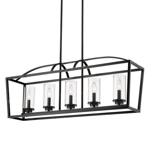 Mercer Five Light Linear Pendant in Matte Black (62|4309-LP BLK-BLK-CLR)